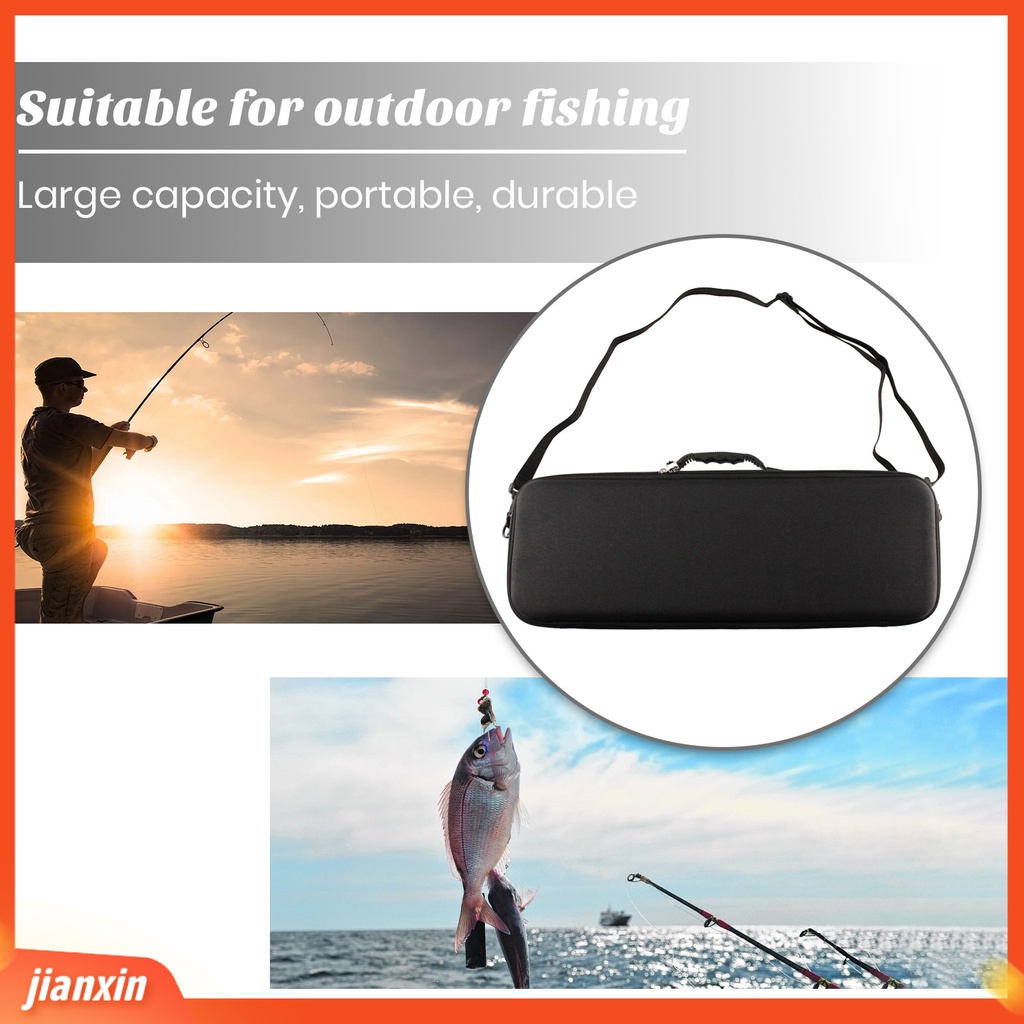 (In Stock) Fishing Tackle Bag Kapasitas Besar Shockproof Daya Tahan Tinggi Penutupan Ritsleting Pegangan Ergonomis Kerang Keras Memancing Tas Portabel Spinning Rod Reel Lure Case Perlengkapan Memancing