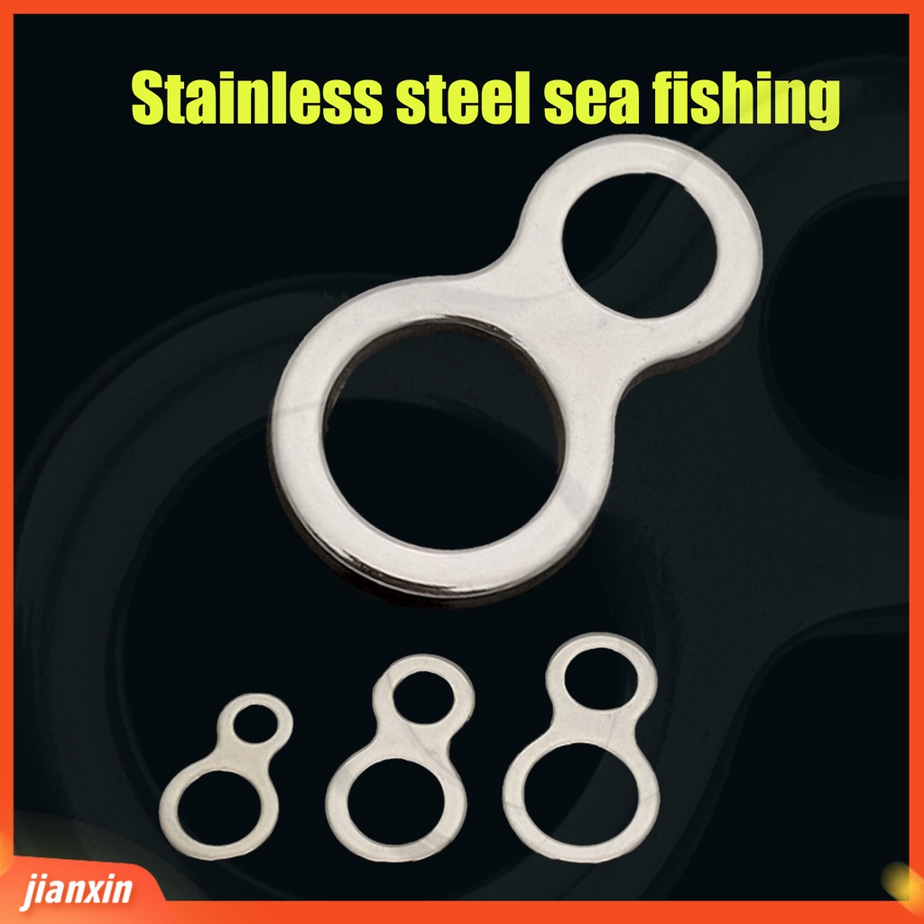 (In Stock) 10Pcs 8cincin Padat 2lubang Tahan Aus Stainless Steel Kokoh Memancing Jigging Untuk Outdoor