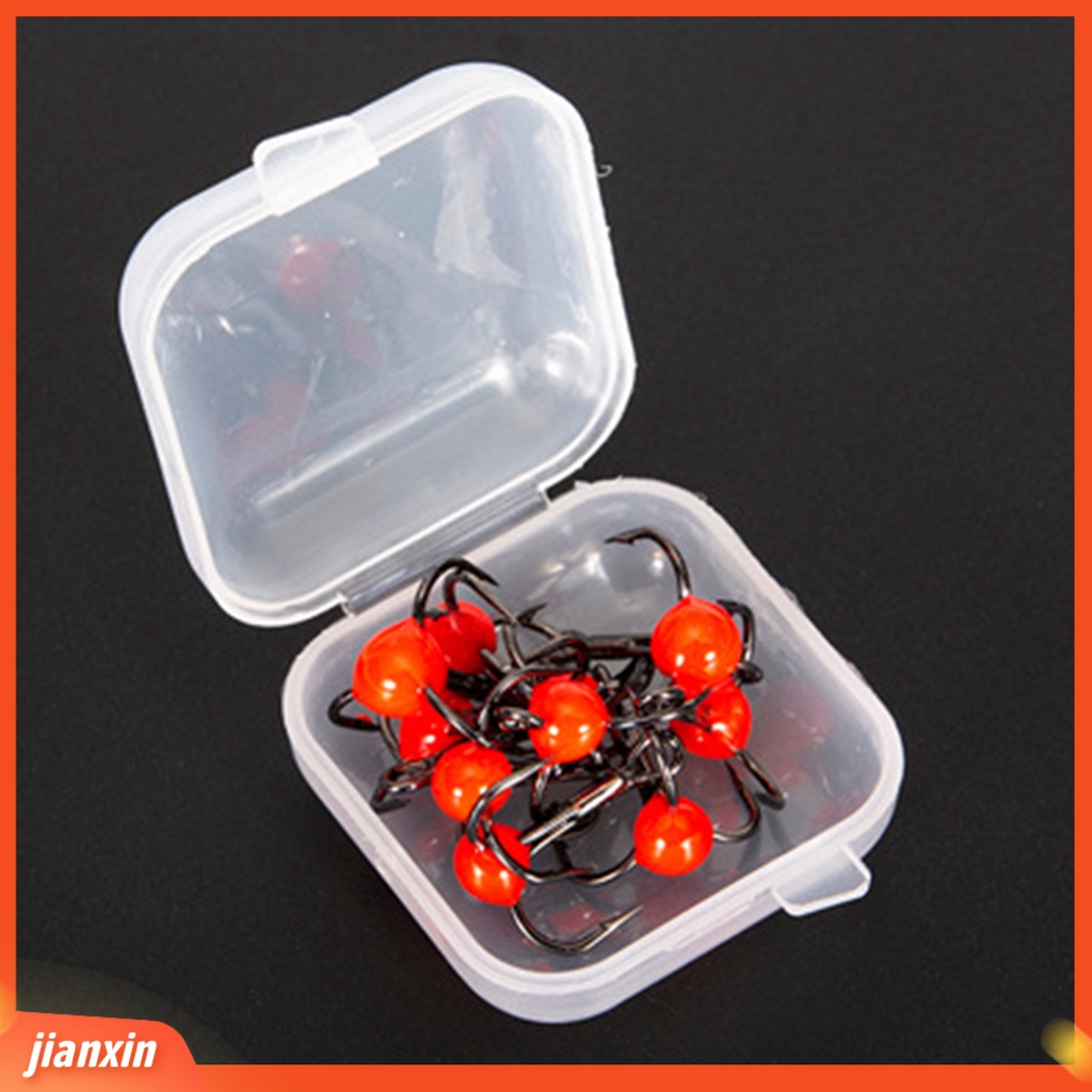 (In Stock) 10Pcs /Box Kait Pancing Es Mini Tahan Karat Baja Karbon Tinggi Ketangguhan Yang Baik Kait Treble Solid Untuk Memancing