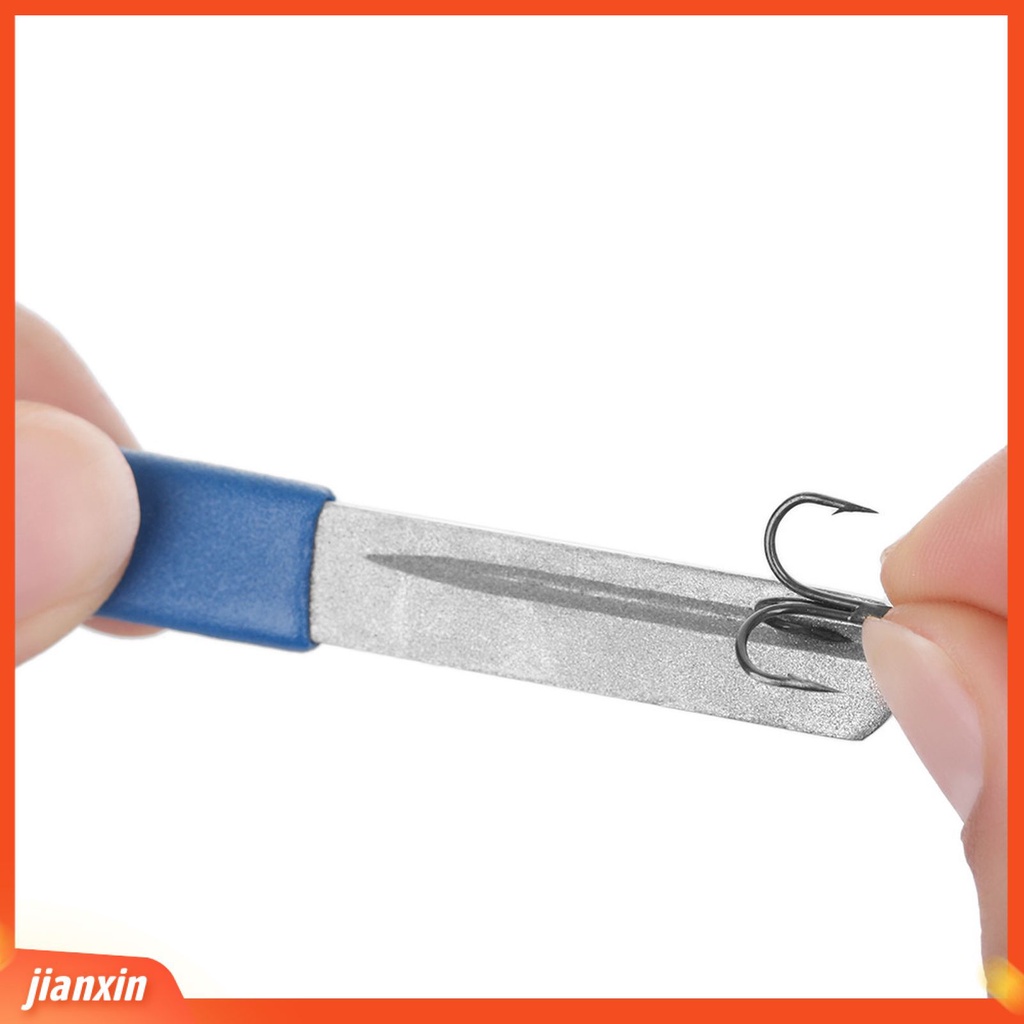 (In Stock) Alat Pengasah Kait Pancing Portabel Alur Ganda Berlian Biru Profesional Lure Hook Asah Untuk Outdoor
