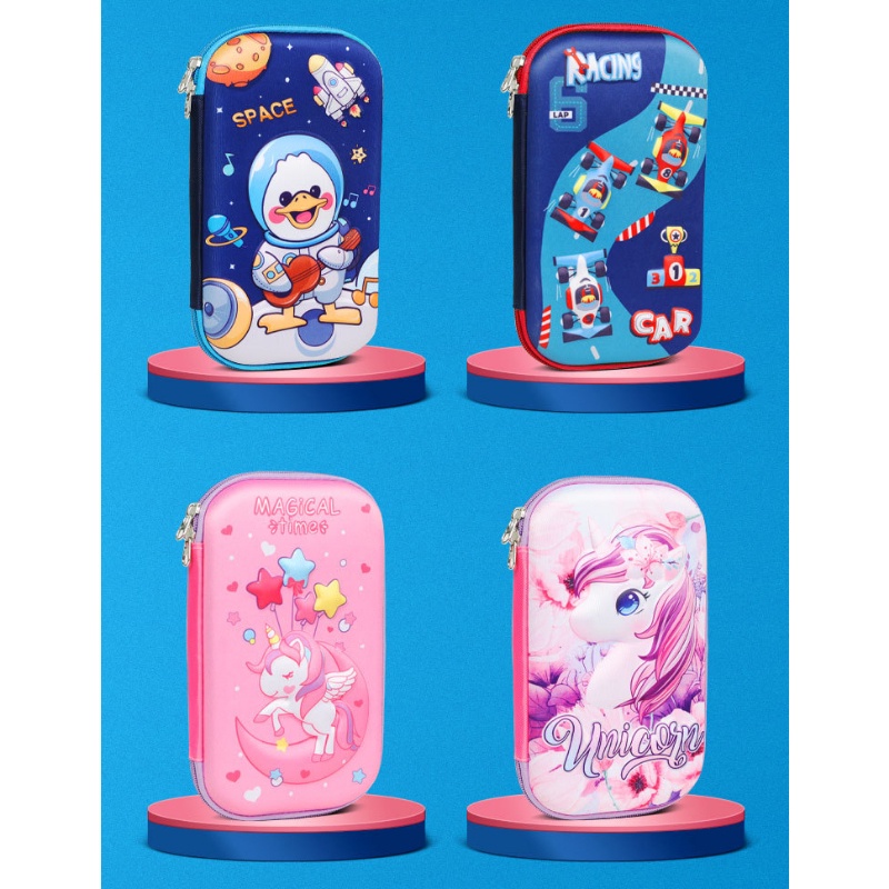 【Penjual Lokal】Meningkatkan Besar Kotak Pensil / Kotak Pencil Anak / Tempat Pensil Anak Gambar 3D Waterproof /Kotak Tempat Pensil TERMURAH / Tempat Pensil Anak 3D Waterproof Jerapah Unicorn Princes Astronot Mobil Dino  / Kotak Tempat Alat Tulis