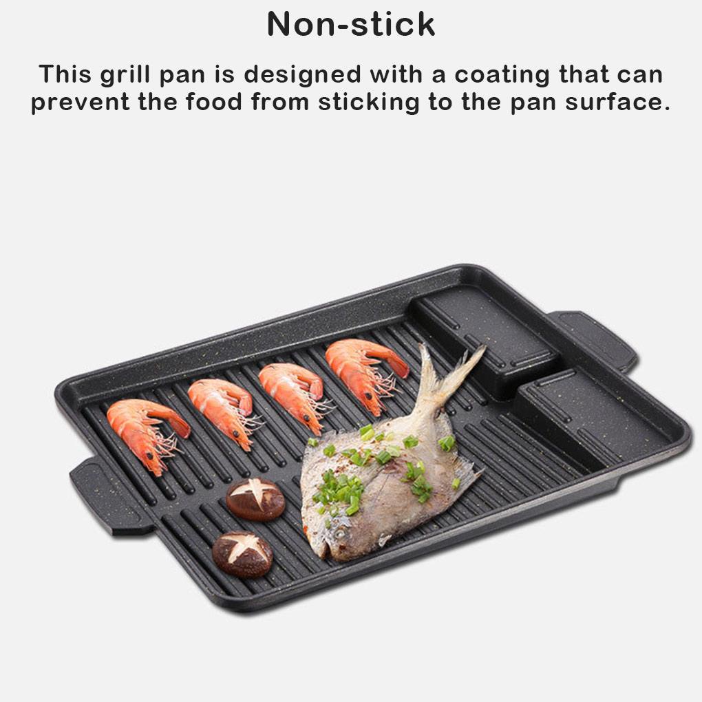 Panci Panggangan Kompor Barbeque Nonslip Rumah Tangga Dengan Lubang Saluran Minyak Picnicking Masak Luar Ruangan Anti Lengket BBQ Roast Tray Gadget