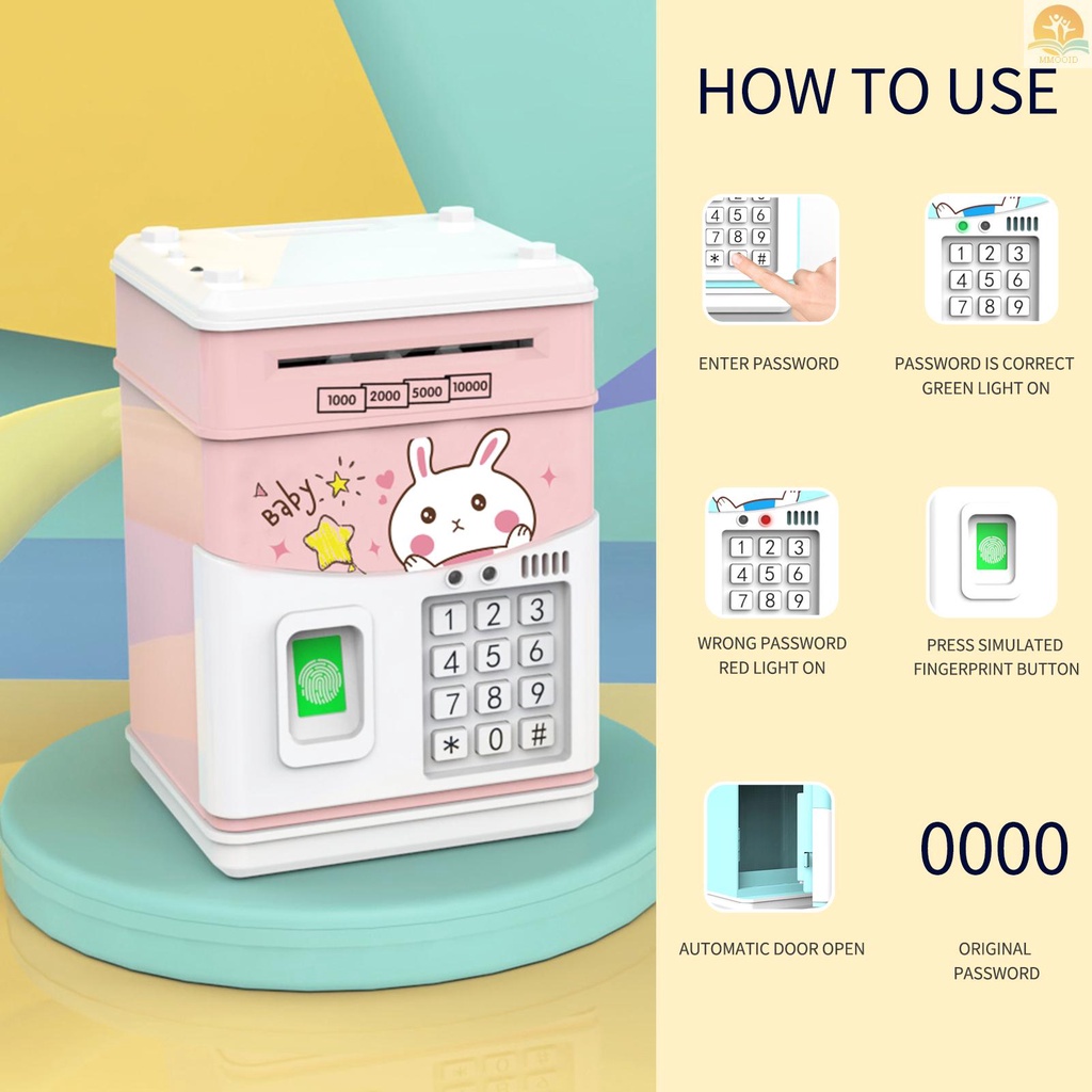 In Stock Celengan Elektronik Kotak Tabungan ATM MINI Dengan Simulasi Password Fingerprint Money Bank Untuk Koin Tunai Kertas Gulung Otomatis Untuk Anak Laki-Laki Perempuan Anak Brankas Kotak Sempurna Birthda