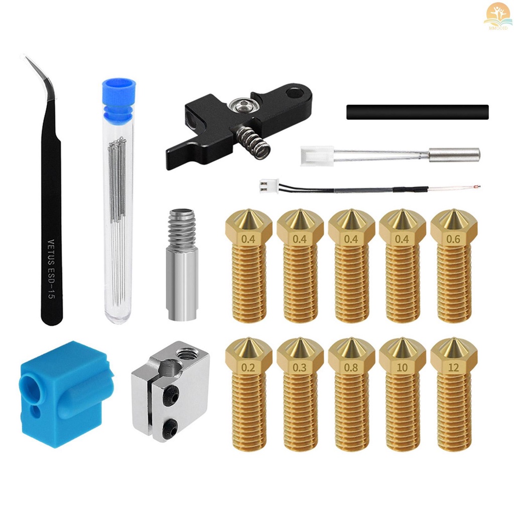 In Stock Extruder Kit Dengan Nozel Volcano Lengan Silikon Aluminium Blok Handle Thermistor Tenggorokan Tabung Jarum Kompatibel Dengan Artileri Sidewinder X1 Genius 3D Printer