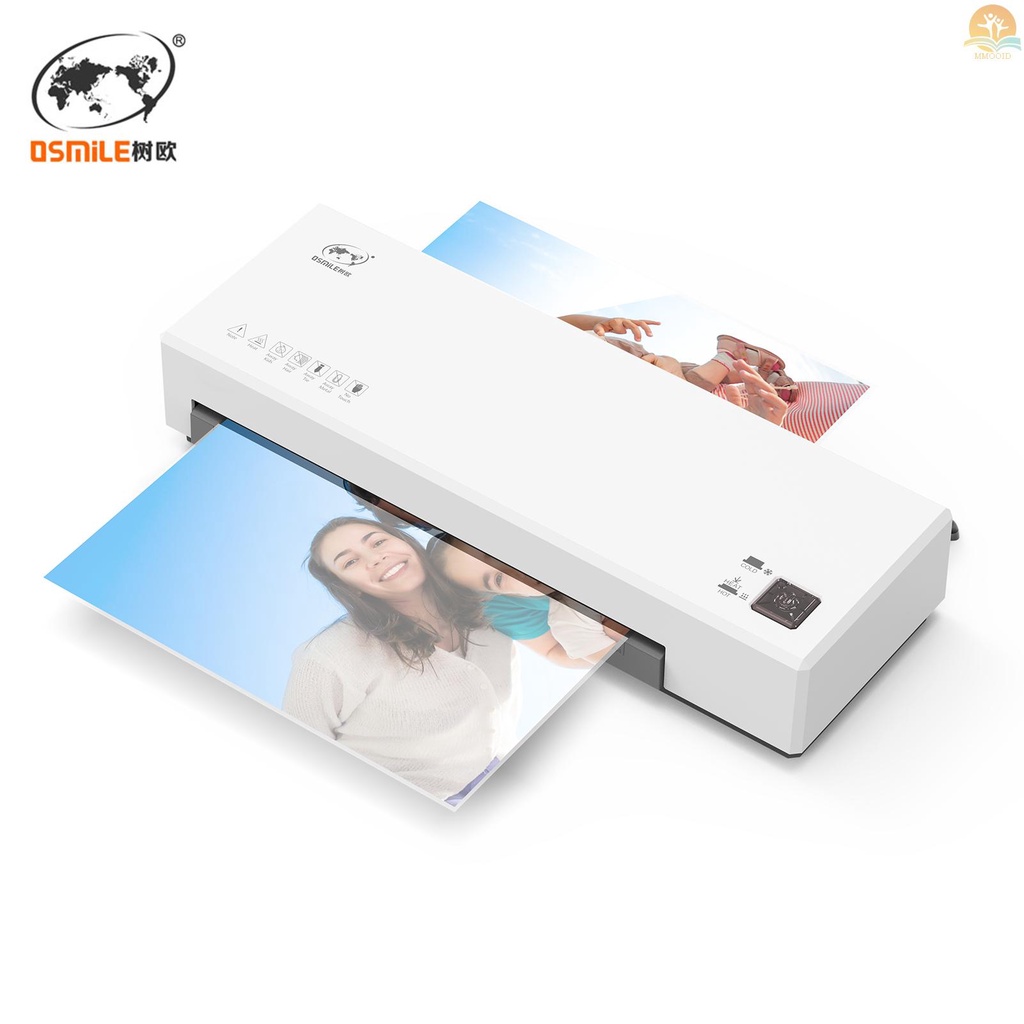 In Stock OSMILE Set Mesin Laminator Desktop Ukuran A4 Laminasi Panas Dan Dingin 2 Sistem Rol 9inci Lebar Max Suitabe Untuk A4/A5/A6 Kantong Laminating Untuk Rumah Kantor Sekolah Supp