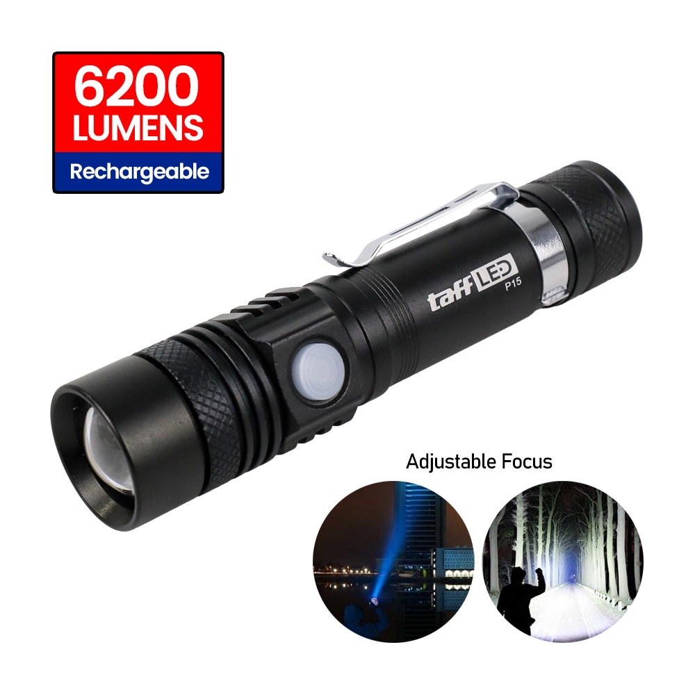 TaffLED Senter LED USB Rechargeable XML-T6 6200 Lumens 10W - P15