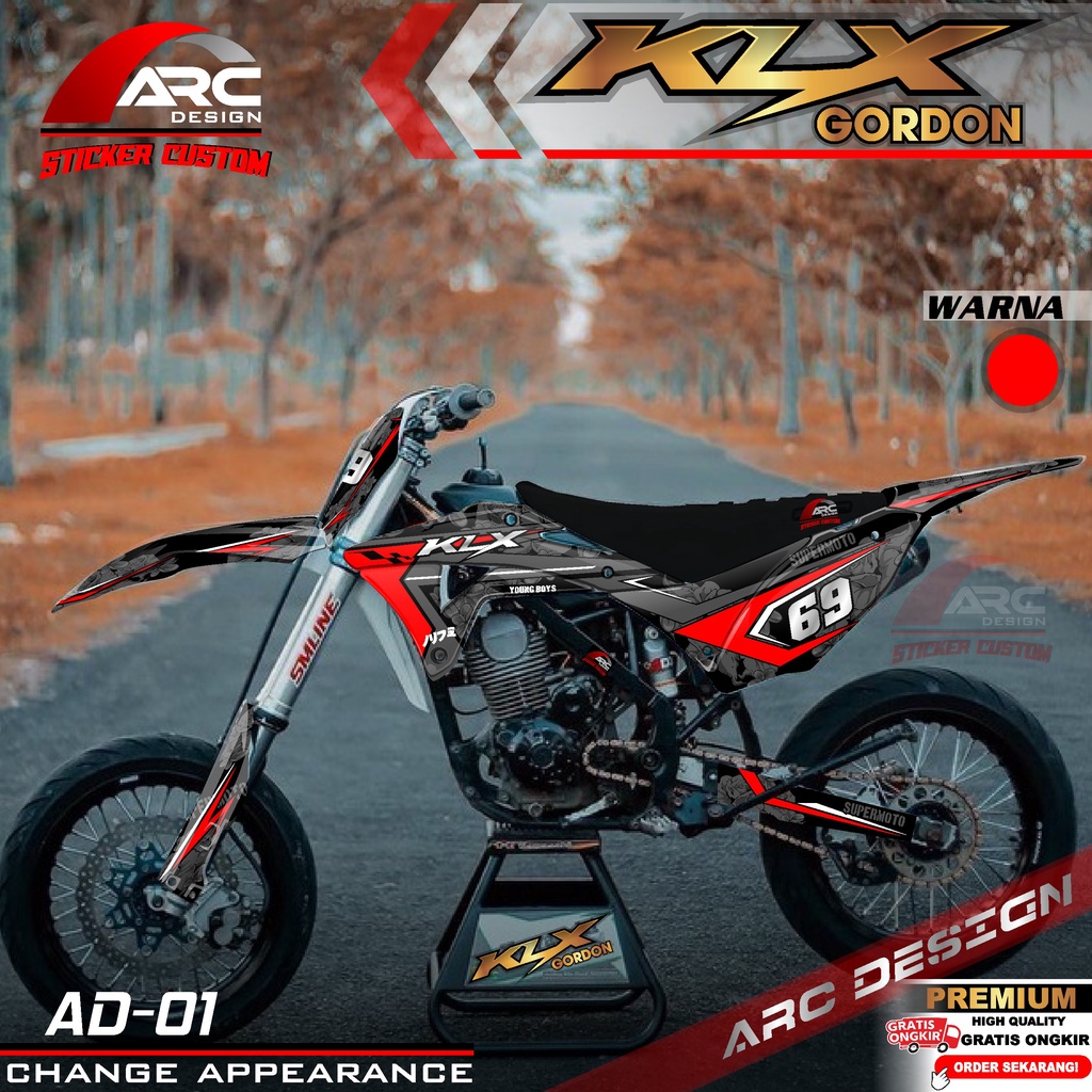 (PROMO CO) Decal Sticker Motor Cross KLX Gordon New Fullbody Motif Custom Trail Supermoto Racing Ter