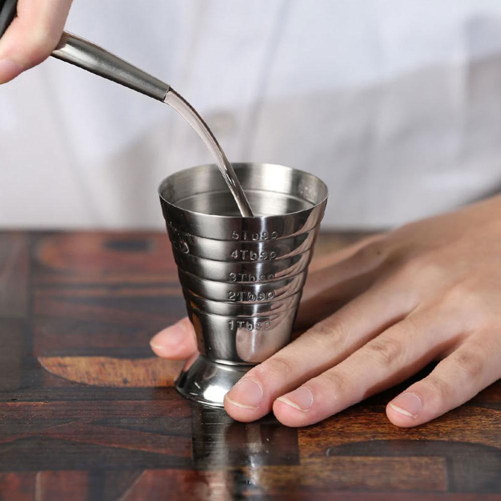 C5goon 75ml Stainless Steel Measure Cup Cocktail Alat Bar Campur Barware 3in1 Cocktail Tools Bar Utensils Jigger Cup L6M2