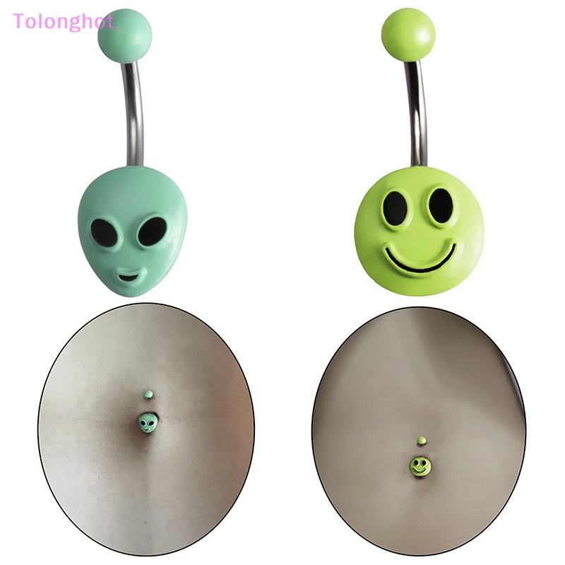 Tolonghot&gt; Alien Smile Belly Button Rings Stainless Steel Kreatif Sexy Pusar Kuku Cincin Pusar Untuk Wanita Perhiasan Tubuh well