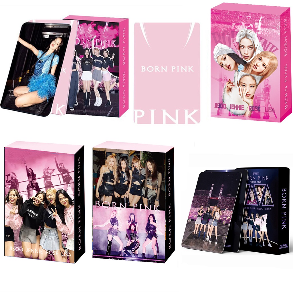 55pcs /box Hitam-Pink BORNPINK Photocards WORLD TOUR Concert Kartu Lomo LISA JENNIE ROSE JISOO Black Pink Kpop Postcards