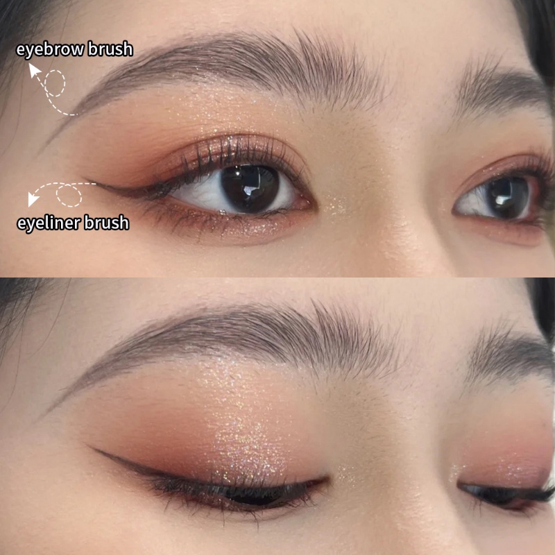 [Ditampilkan] Kuas Makeup Profesional/Kuas Eyeliner Mata Pisau Rose Gold/Brush Eye Shadow Kepala Rata/Brush Detail Portable/Brush Alis Ultra Tipis/Alat Makeup Wanita