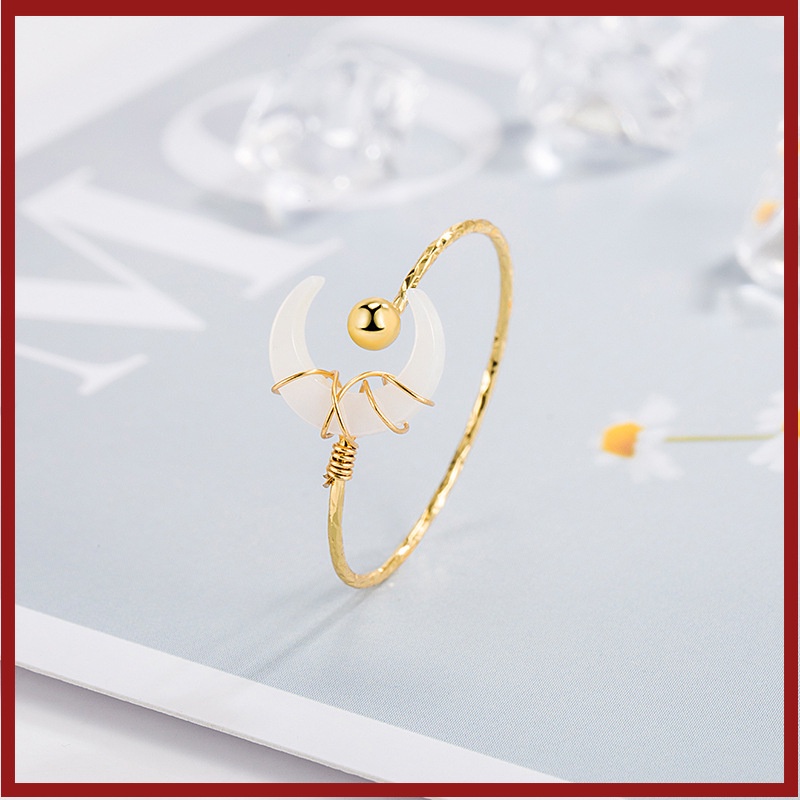 Yue Qing Freesia Formula Peripheral Bone Orchid Ring Manik-Manik Bulat Cincin Shell Bibir Putih Perempuan U1525