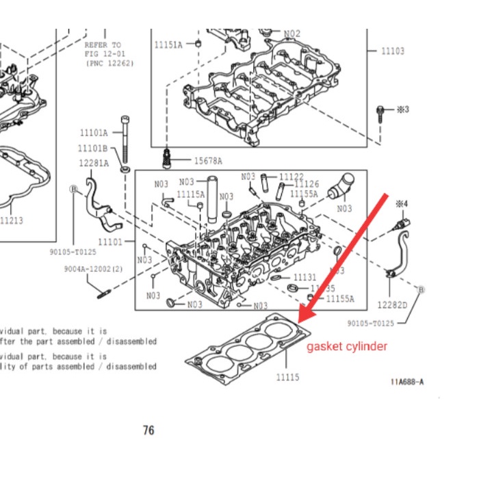 Daihatsu D11115-0Y030-001 Gasket, Cylinder Head