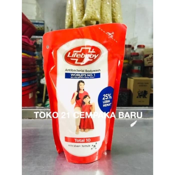 Lifebuoy TOTAL 10 Refill 450 ml | Sabun Mandi Cair Lifebouy MERAH 450ml Murah Promo