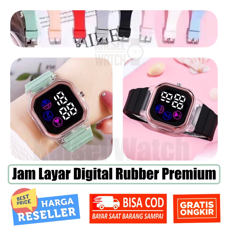 Jam Tangan Wanita Pria Digital Segi Kotak Tampilan Layar Baru Fashion Watch LED Sprot Harga Grosir S