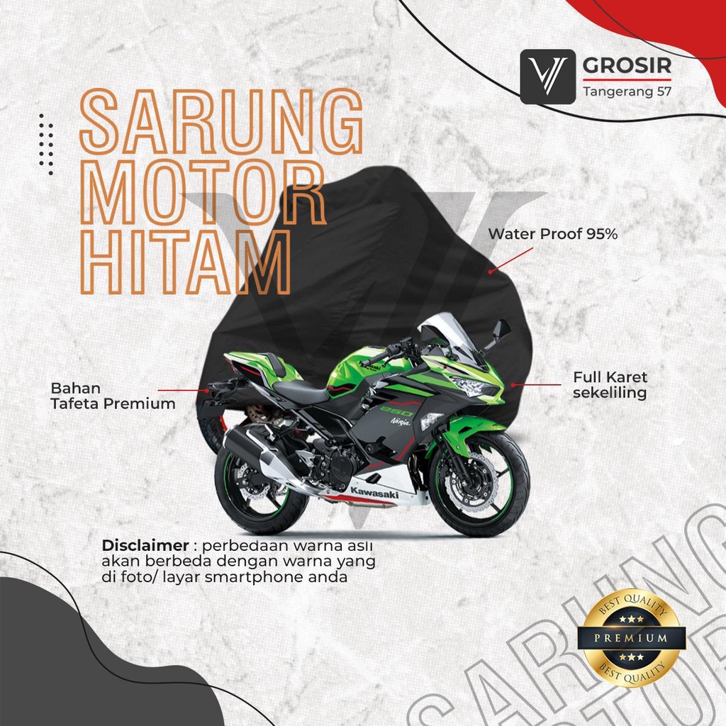 BODY COVER NINJA 250 FI SARUNG MOTOR BLACK PREMIUM