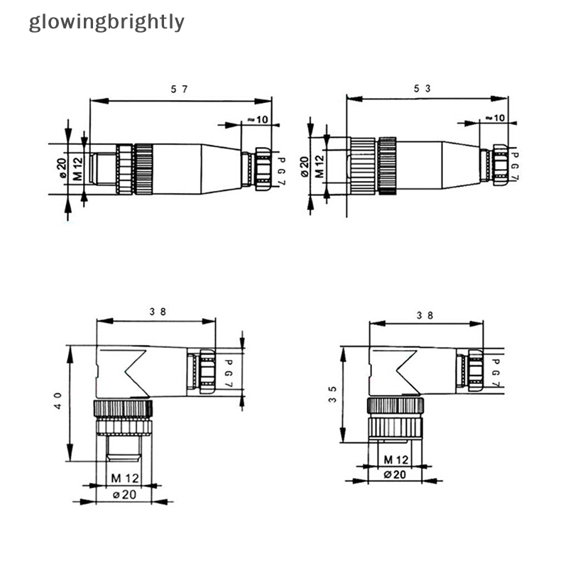 [glowingbrightly] 1pc Konektor sensor M12 3/4/5 pin male/female Lurus/Kanan Sudut Steker TFX