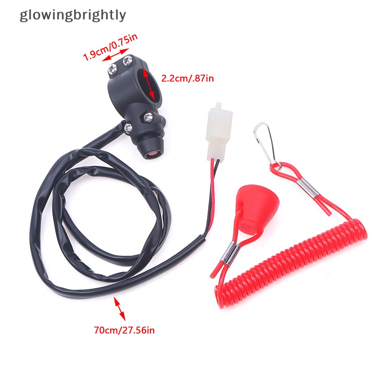 [glowingbrightly] 1pc Motor Kill Stop Switch &amp; Safety Tether Cord Untuk 22mm Stang Scooter Motor Universal TFX