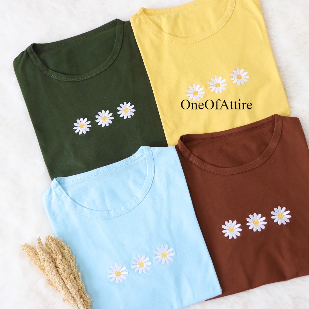 KAOS WANITA NYAMAN MOTIF BUNGA DAISY ALL SIZE JEPANG/ JAPAN / MURAH DAN TERJANGKAU / KATUN / LUCU / 