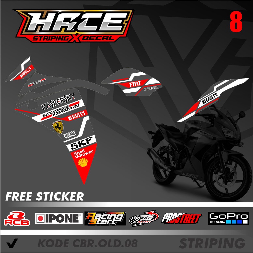 STICKER STRIPING CBR OLD - STICKER STRIPING CBR OLD BAHAN PREMIUM KODE 08