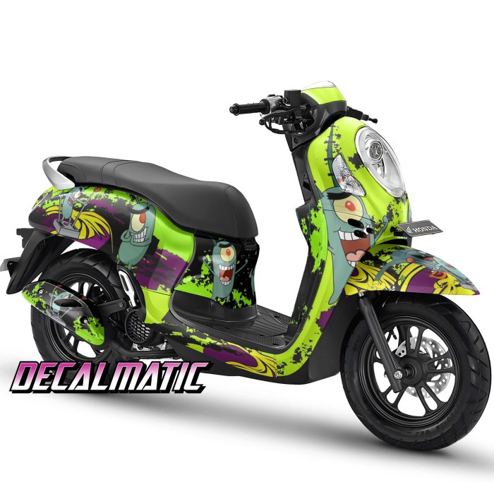 Decal Full Body + Sticker Dashboard Scoopy FI Sporty Stylish Prestige - Plankton Spongebob