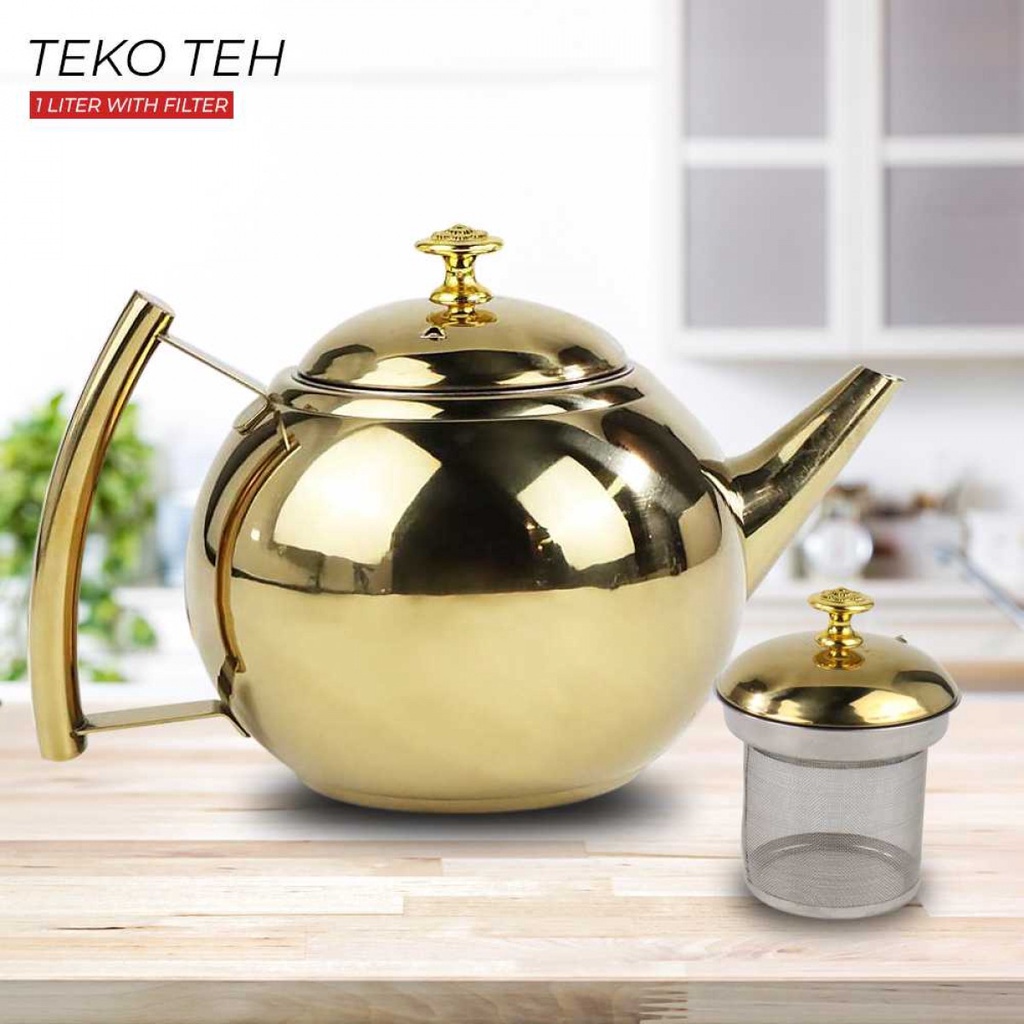 BYRUSTORE. TEKO AIR TEH KOPI WATER KETTLE 1L WITH FILTER TEKO AIR TEKO SAJI STAINLESS TEKO ZAM ZAM