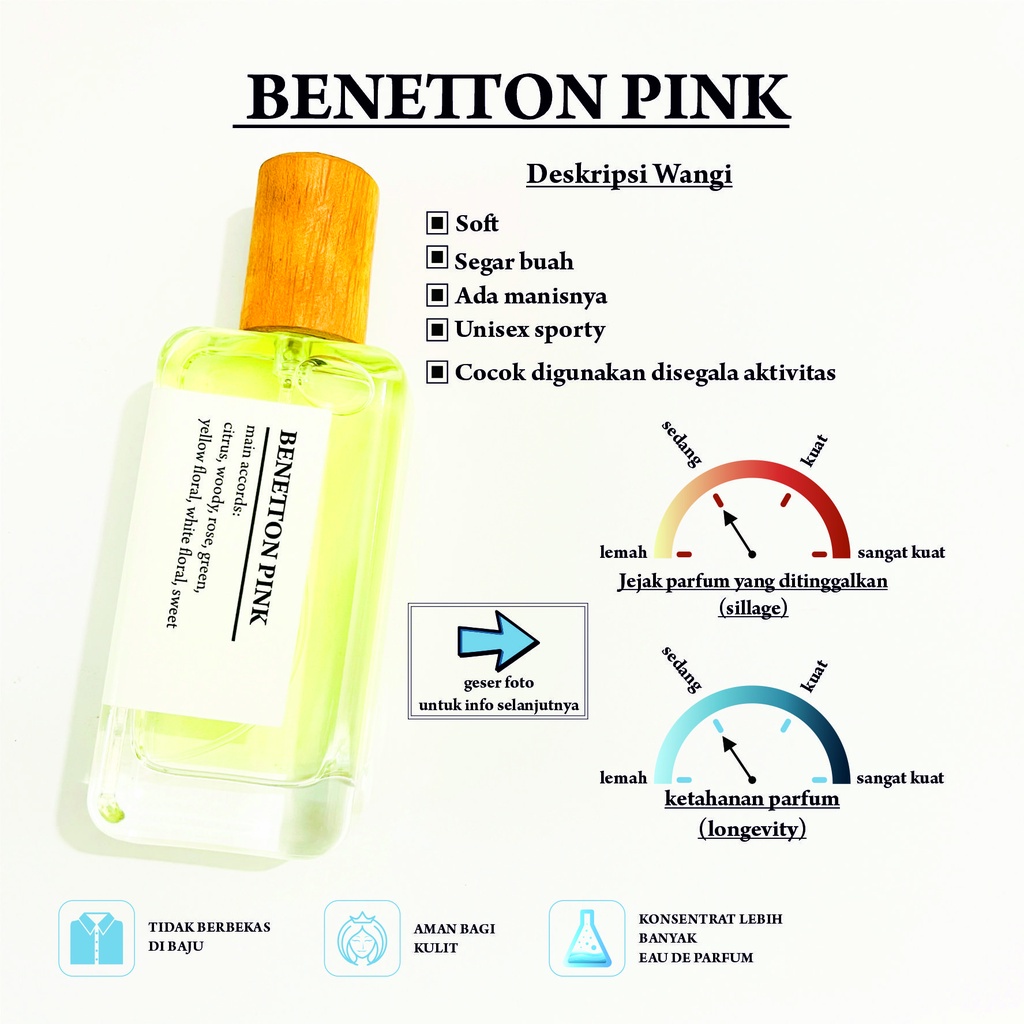 FWT - INspired PARFUM BANDUNG  BENETTON PINK SUPER PREMIUM Unisex Pria Wanita Minyak Wangi Tahan Lam