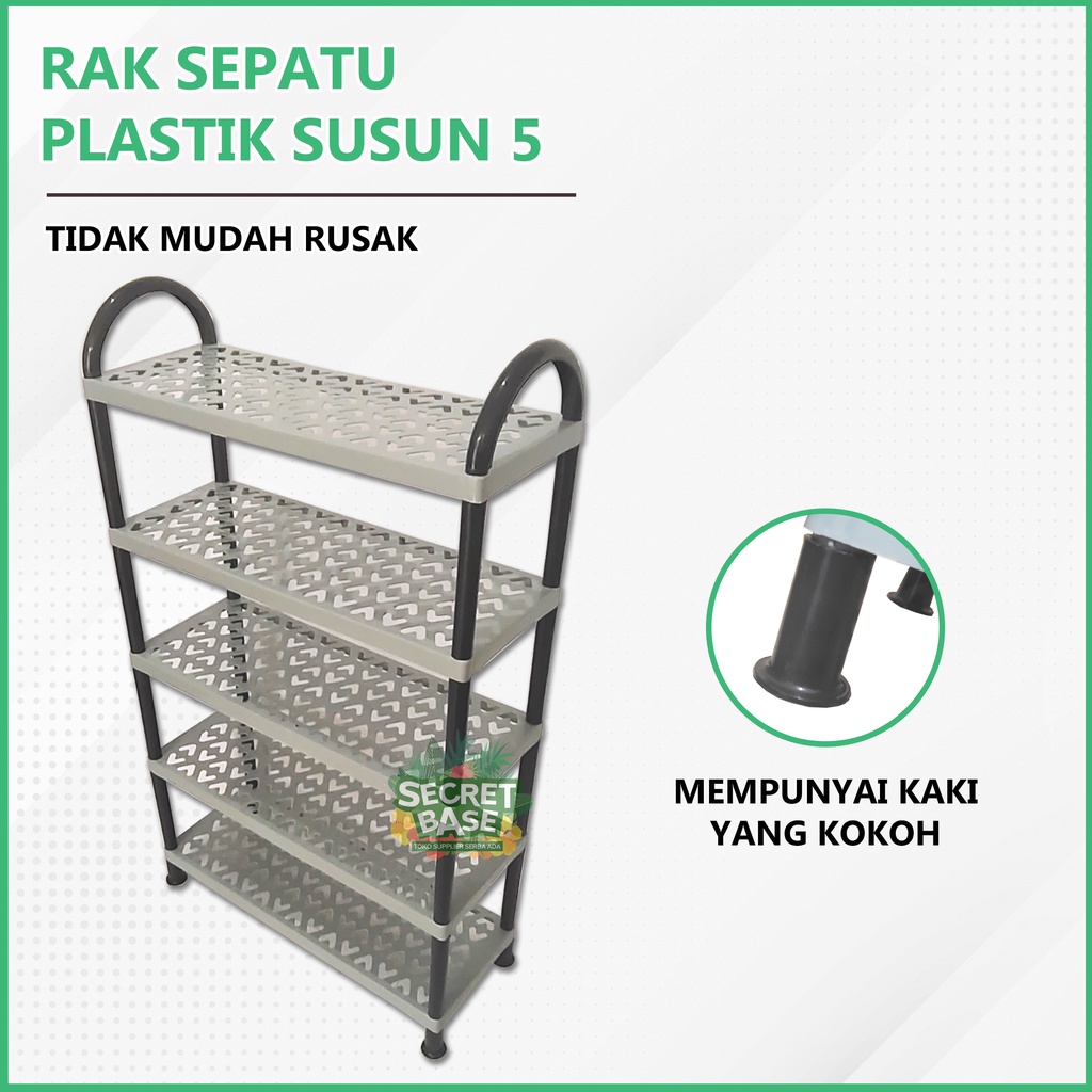 RAK SEPATU 5 SUSUN - Rak Besar / Tempat Sandal / Rak Sepatu Kokoh Plastik