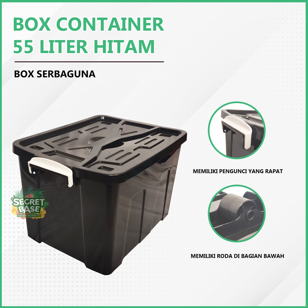 BOX CONTAINER 55 LITER + RODA Kontainer Box Plastik / Container Box Besar