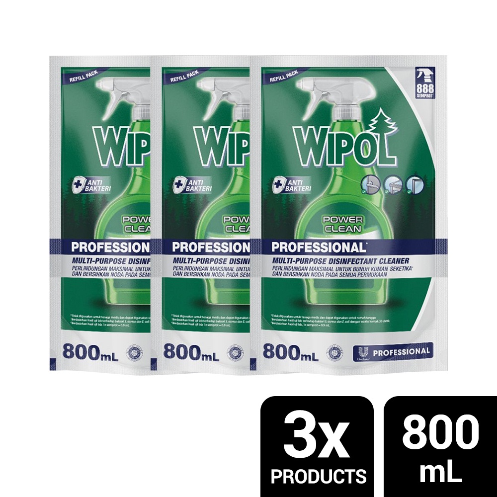 Wipol Professional Multipurpose Disinfektan Cleaner 800 ML Pouch x 3