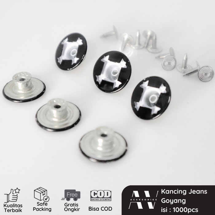 AVACC Kancing Goyang Model Bolong CAT Hitam 20mm Jeans Button Murah