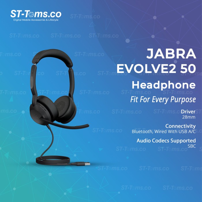 Jabra  Evolve2 50 Stereo Wired & Bluetooth Connectivity ANC Headphone