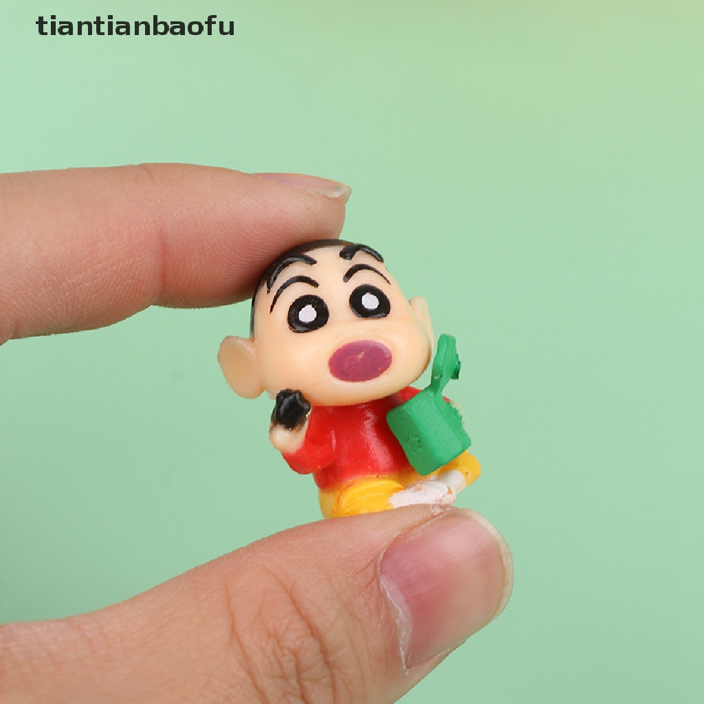 [tiantianbaofu] 8pcs Crayon Shin-Chan Boneka Tokoh Anime Lucu Model Desktop Ornamen Mobil Dekorasi Rumah Mainan Anak Rumah Boneka Boneka Mikro Landscape Ornamen Dekorasi Kue Insert Boutiqu