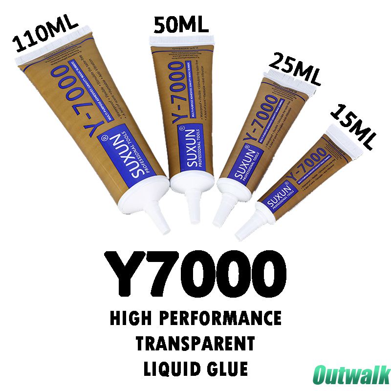 ღ 110Ml Y7000 Lem Cair Serbaguna Transparan Tahan Air Perekat Diy Pintu Geser Bor Kain Tekstil Lengket Bor plastik Peralatan Perbaikan
