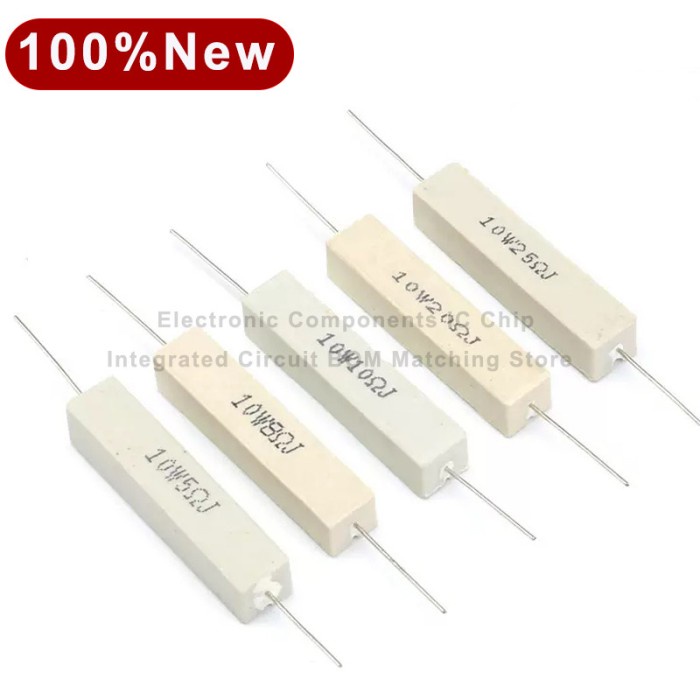 Isi 10 Pcs Resistor 5 Watt 5W Batu Cement Restan Banyak Pilihan Nilai
