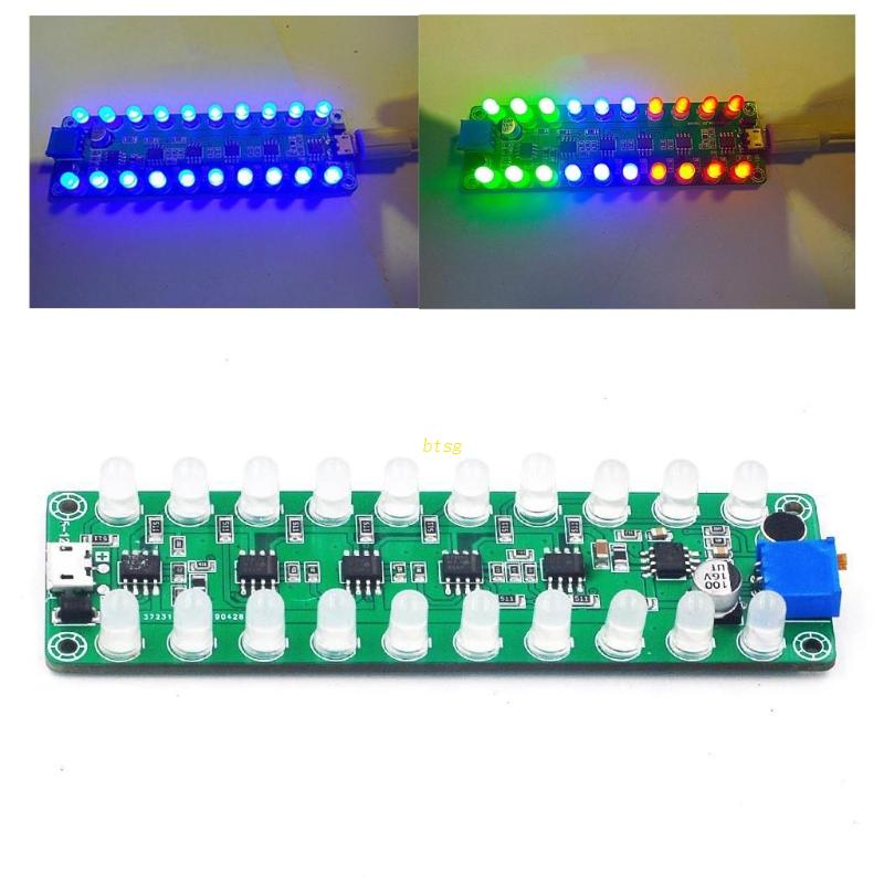 Btsg RGB Voice-Activated Voice Sound Control Spectrum Lampu LED Amplifier VU Meter Cahaya Suasana Lampu Mobil MP3 Player