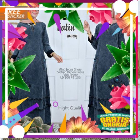 Fatin dress korea wanita jeans maxy busui / gamis terbaru 2022 denim high quality/ solat sholat ied 