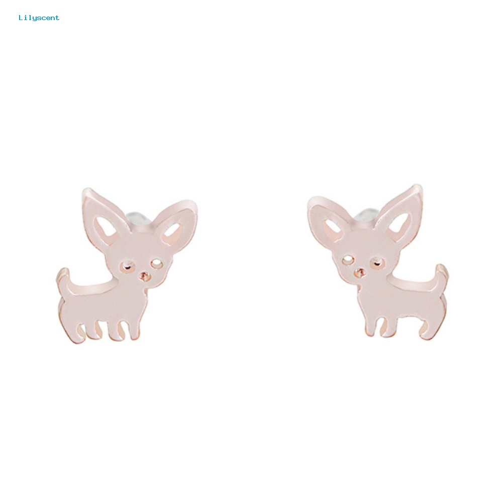 Lilyscent Fashion Wanita Chihuahua Stud Earrings Lucu Telinga Anjing Studs Piercing Perhiasan Hadiah