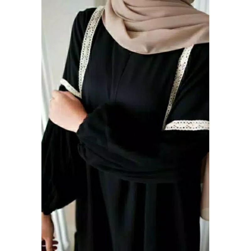 Terbaru ✨ Dress Syar'I Baju Gamis Hitam Renda Jumbo Hayla Dress S M L Xl Xxl Xxxl Gamis Maxy Dress W