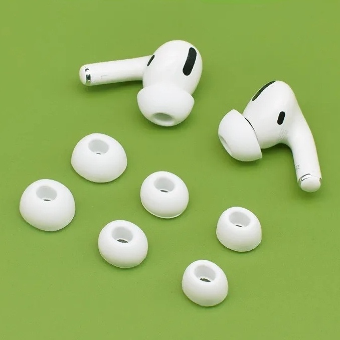 1pasang Earphone Silikon Cair Plug Earphone Putih Ganti Penyumbat Telinga 4ukuran Headset Bluetooth Berkualitas Tinggi Lubang Pereda Tekanan Kompatibel Dengan AirPod Pro 1per2generasi