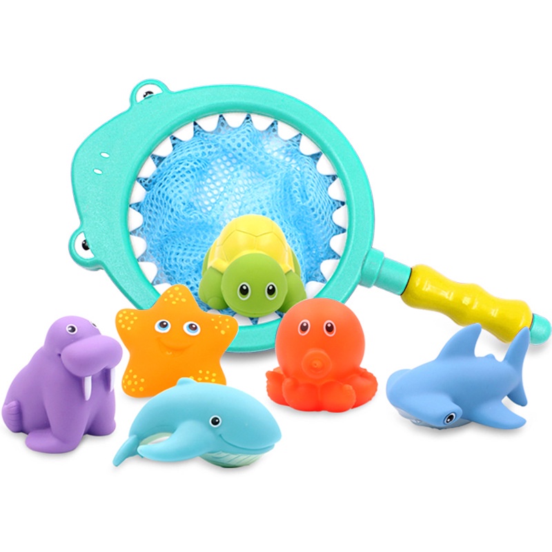 Kolam Renang Bayi Mandi Mainan Penyemprotan Air Mengapung Hewan Bak Mandi Mainan Anak Permainan Jaring Ikan Renang Bermain Untuk Kamar Mandi Balita Hadiah