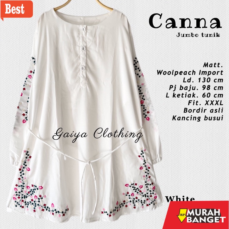 Tunik jumbo terbaru untuk wanita- TUNIK JUMBO BORDIR WANITA PREMIUM LD. 130 -CANNA TUNIK