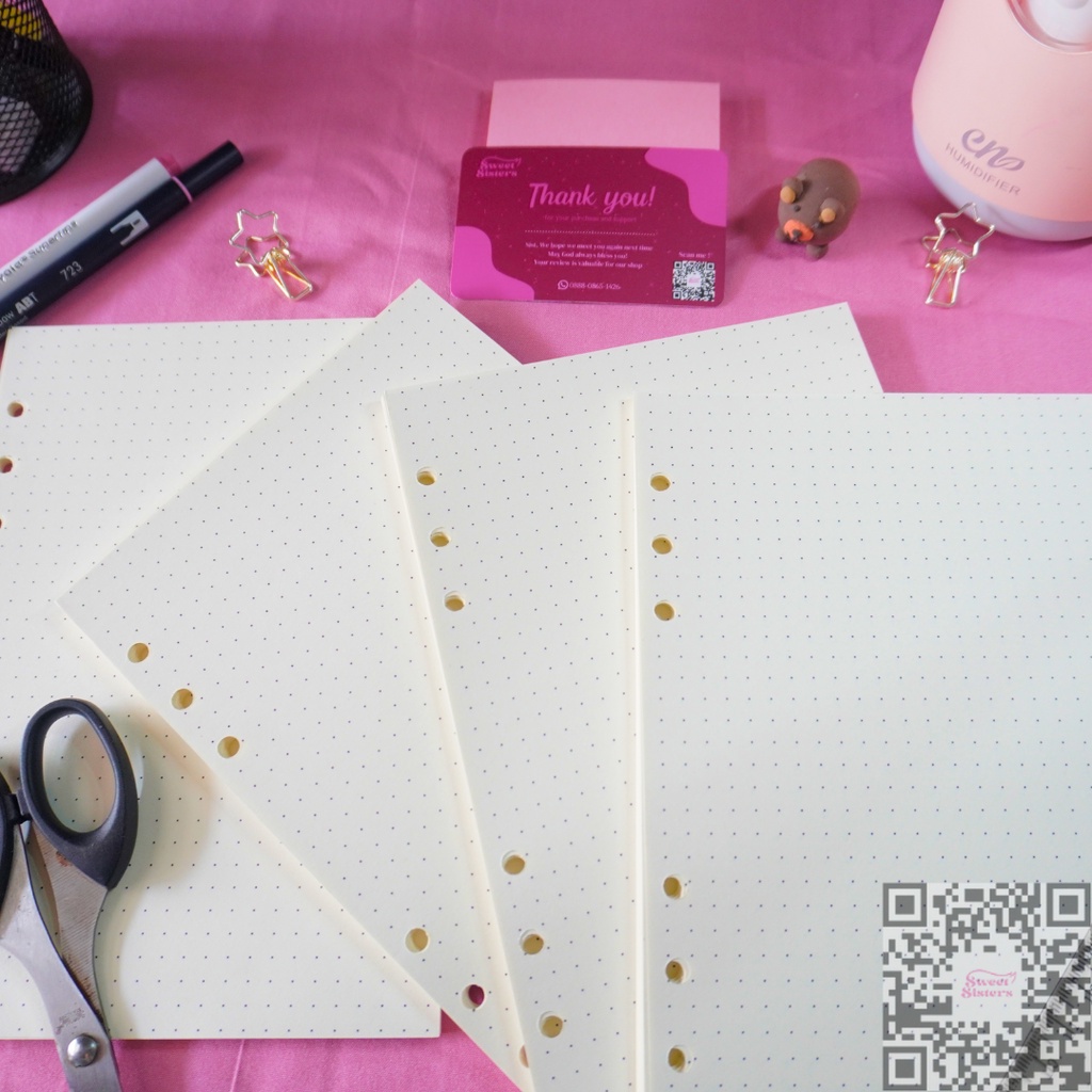 

[ 100gsm ] LOOSE LEAF Refill Kertas Binder Diari Korea A5 Ring 6 Lubang Motif Dot Titik