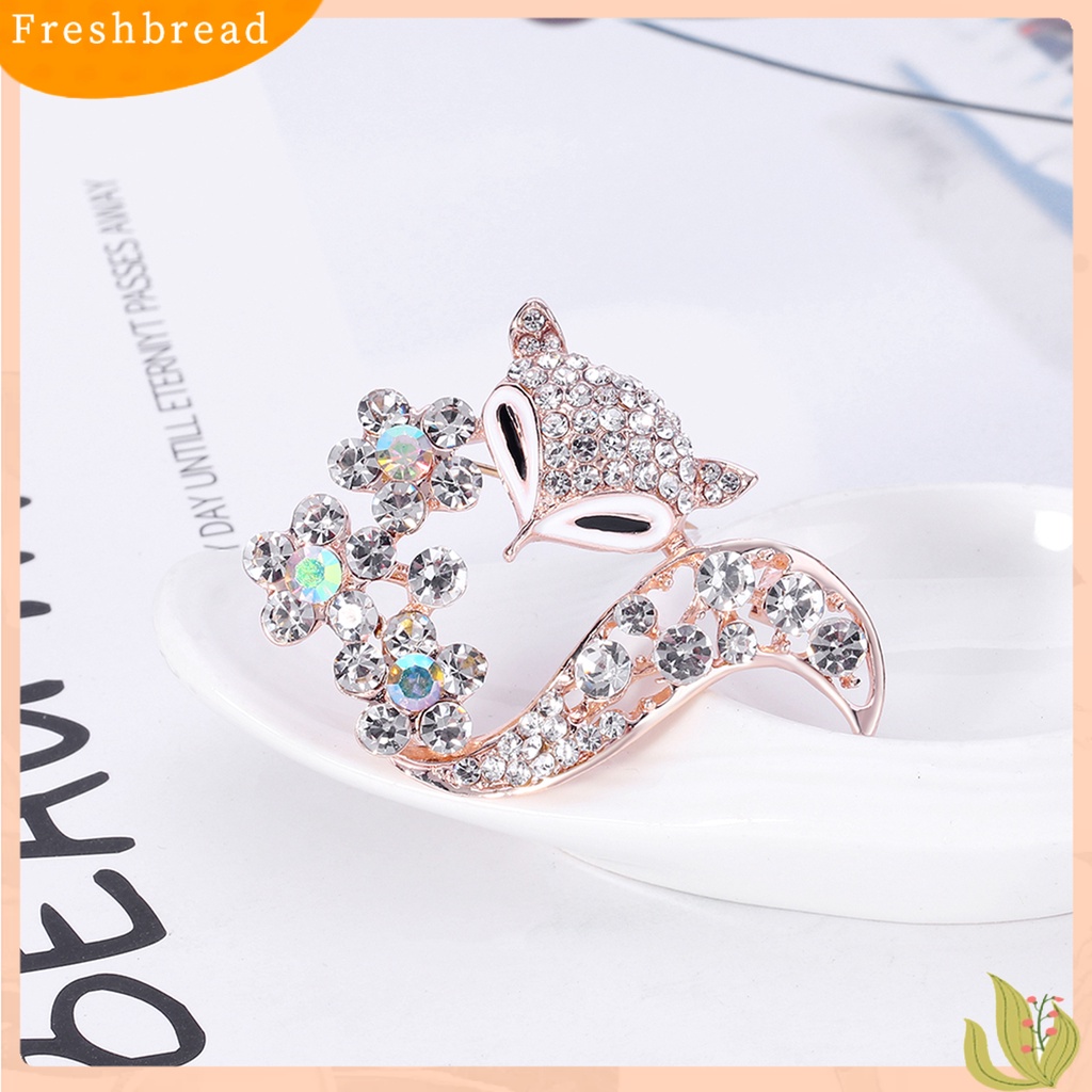 &lt; Freshbread &gt; Bros Aksesoris Pakaian Elegan Alloy Fox Berlian Imitasi Brooch Badge Untuk Pesta