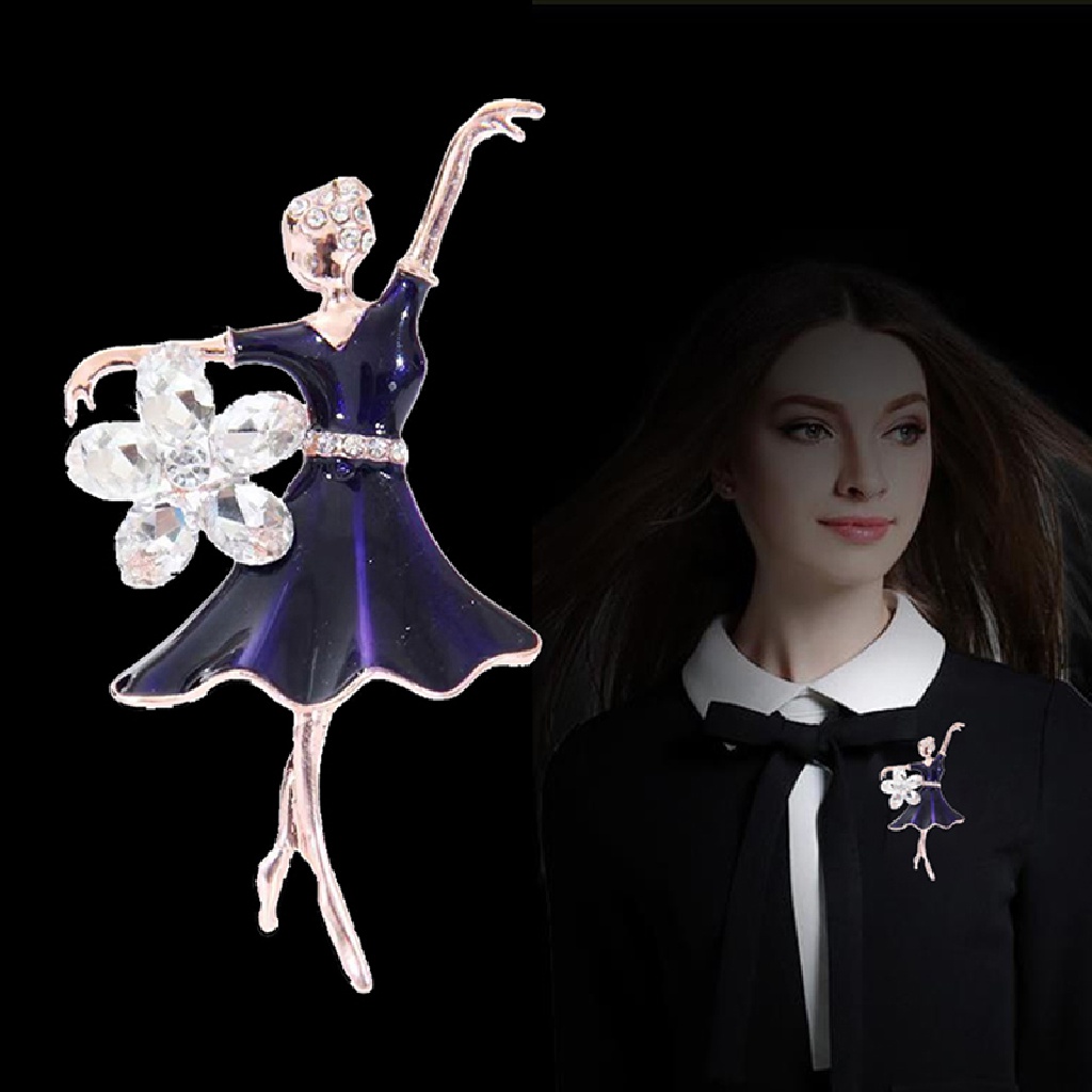 [AdornmentNo1] Fashion Wanita Enamel Kristal Bunga Ballet Dancer Bros Pin Syal Baju Bros Hadiah [ID]