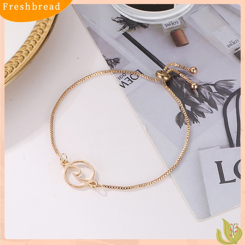 &lt; Freshbread &gt; Adjustable Wanita Mode Berongga Gelombang Pesona Kotak Rantai Gelang Pesta Perhiasan Hadiah