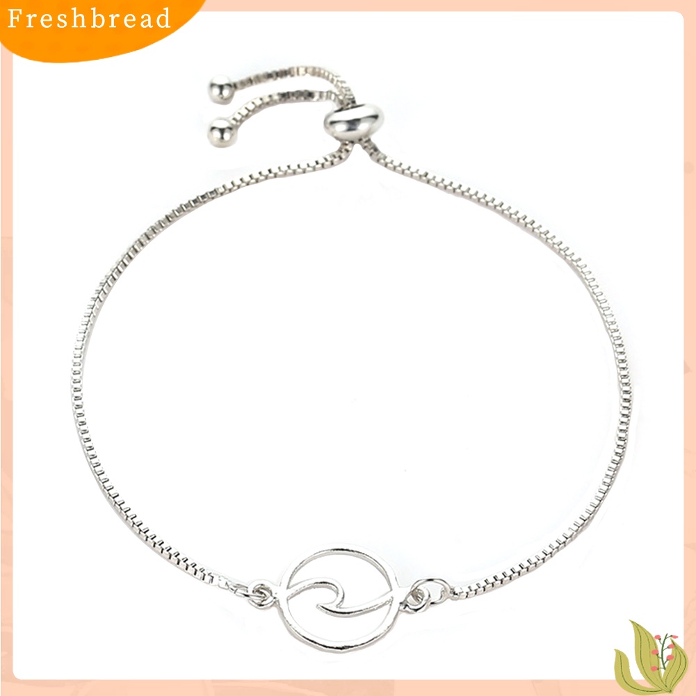 &lt; Freshbread &gt; Adjustable Wanita Mode Berongga Gelombang Pesona Kotak Rantai Gelang Pesta Perhiasan Hadiah