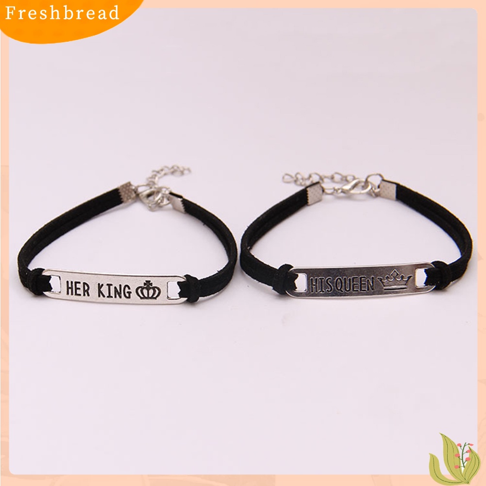 &lt; Freshbread &gt; Fashion His Queen Her King Pasangan Gelang Pencocokan Gelang Pecinta Perhiasan Hadiah