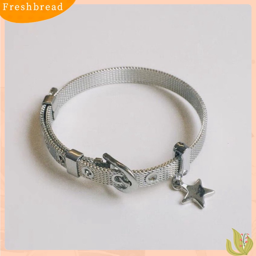 < Freshbread > Wanita Gelang Punk Adjustable Irregular Belt Gaya Bermata Lebar Hias Hadiah Gadis Bintang Charms Liontin Gelang Fashion Perhiasan Untuk Pesta