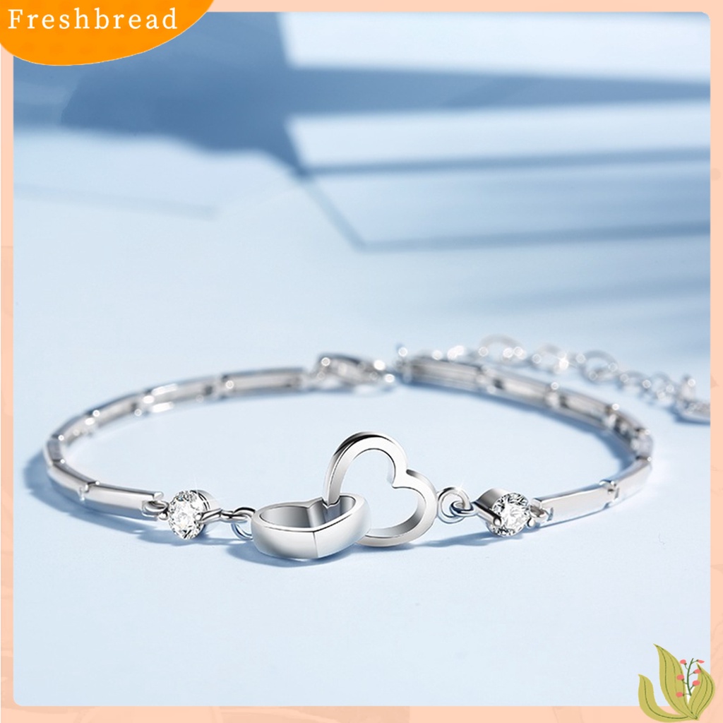 &lt; Freshbread &gt; Wanita Gelang Warna Solid Halus Berongga Keluar Adjustable Berlian Imitasi Rantai Pergelangan Tangan Hadiah Pernikahan